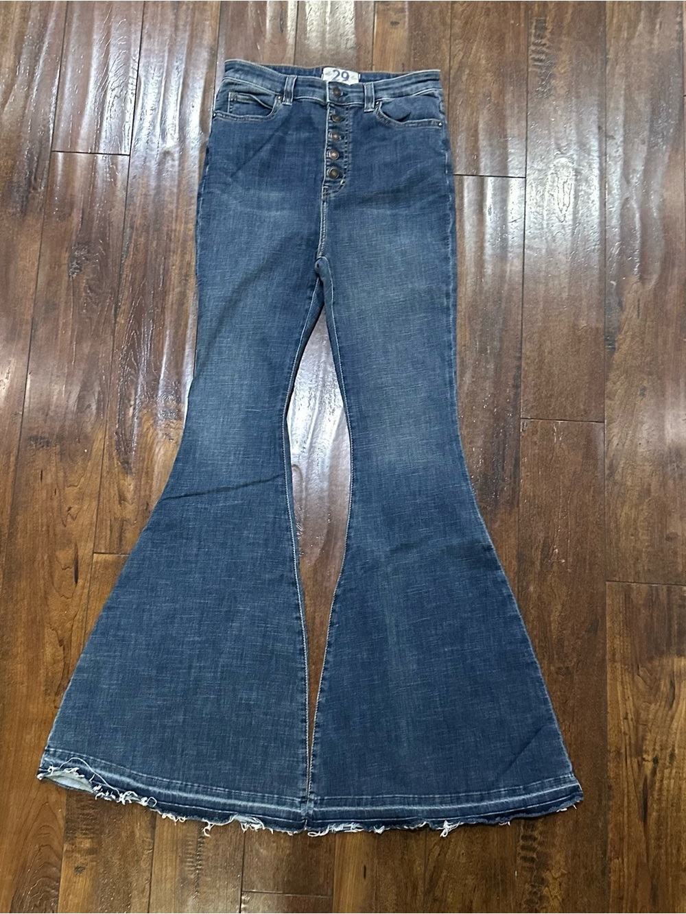 Free People- High-Rise Dark Flare Jeans